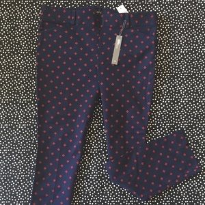 {LOFT} Navy Printed Skinny Ankle Pants